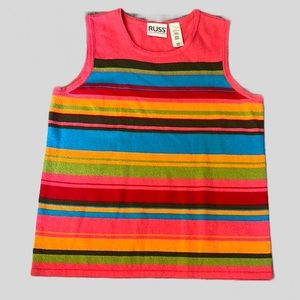 Like New Russ Liz Claiborne Striped Sweater Tank Top Blouse Coral Women’s (8/10)
